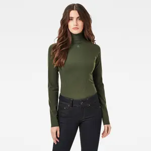 Slim-Fit-Rippstrickpullover mit Kragen Frau G-Star image-1