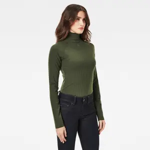 Slim-Fit-Rippstrickpullover mit Kragen Frau G-Star image-2