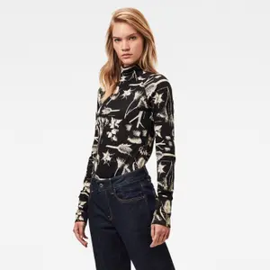Dames t-shirt met hoge hals en slanke pasvorm G-Star Lecite AO image-2
