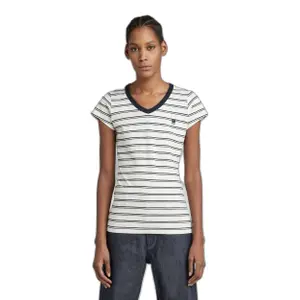 Csíkos V-nyakú női slim fit póló G-Star Eyben image-1
