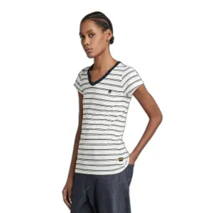 Csíkos V-nyakú női slim fit póló G-Star Eyben image-3