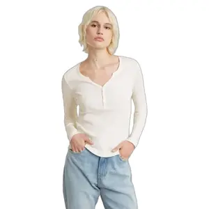 T-shirt slim de manga comprida para mulher G-Star Deep V Henley image-0