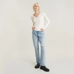 T-shirt slim de manga comprida para mulher G-Star Deep V Henley image-1