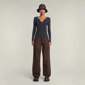 T-shirt slim de manga comprida para mulher G-Star Deep V Overdyed Henley image-2