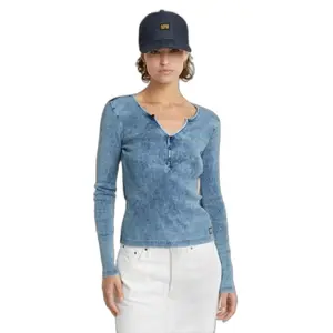 T-shirt slim de manga comprida para mulher G-Star Deep V Henley image-0