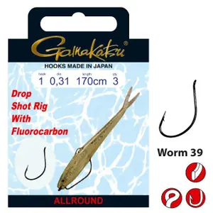 Pack of 3 hooks Gamakatsu Worm 39 170 cm image-0