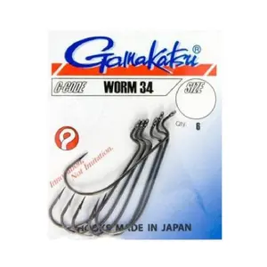 Gancho Gamakatsu Worm 34 2/0 (x6) image-0