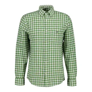 Long sleeve cotton and linen shirt Gant Gingham image-0