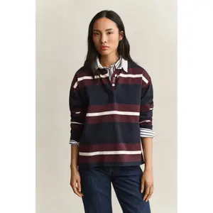 Women's Long Sleeve Striped Polo Gant image-2