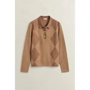 Women's long-sleeved polo shirt Gant Argyle image-1