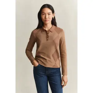 Women's long-sleeved polo shirt Gant Argyle image-2