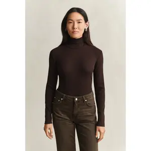 Women's Ribbed Knit Roll Neck Jumper Gant image-2