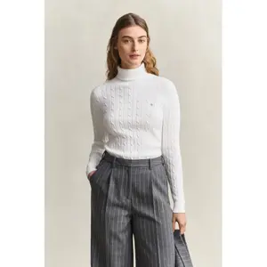 Women's Stretch Cotton Knit Turtle Neck Sweater Gant image-3
