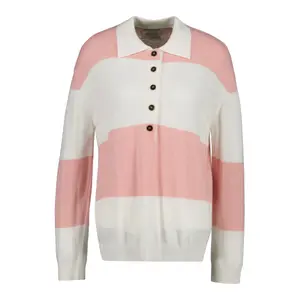 Women's Long Sleeve Striped Knit Polo Gant image-0