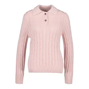 Women's Long Sleeve Cable Knit Polo Gant image-0