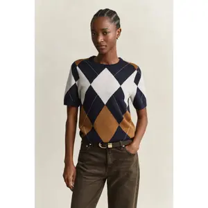 Women's wool crew neck jumper Gant Argyle image-2