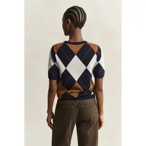 Women's wool crew neck jumper Gant Argyle image-3