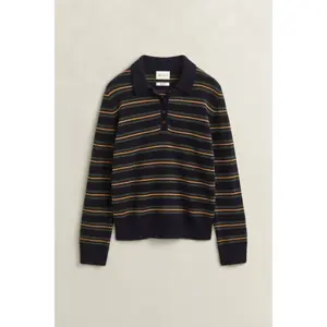 Women's Long Sleeve Striped Lambswool Polo Gant Rugger image-1
