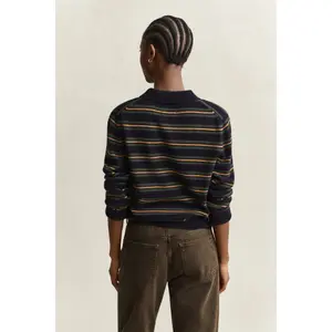 Women's Long Sleeve Striped Lambswool Polo Gant Rugger image-3