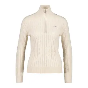 Women's Stretch Twisted Cotton Knit Half-Zip Pullover Gant image-0