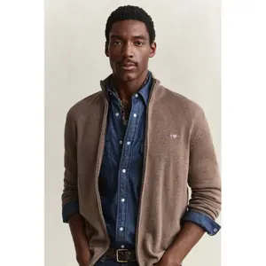 Zip-Up Cotton Knit Cardigan Gant image-2