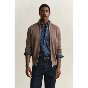 Zip-Up Cotton Knit Cardigan Gant image-5