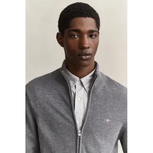 Zip-Up Cotton Knit Cardigan Gant image-2
