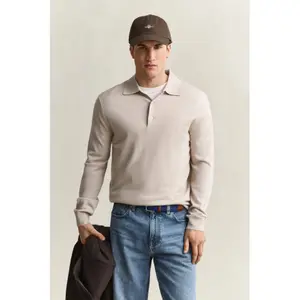 Extra-Fine Merino Wool Long Sleeve Polo Gant image-5