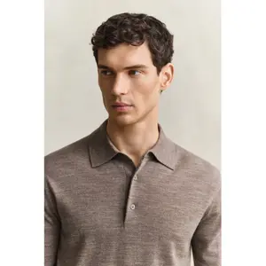 Extra-Fine Merino Wool Long Sleeve Polo Gant image-2