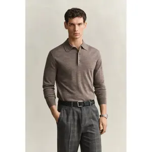 Extra-Fine Merino Wool Long Sleeve Polo Gant image-4