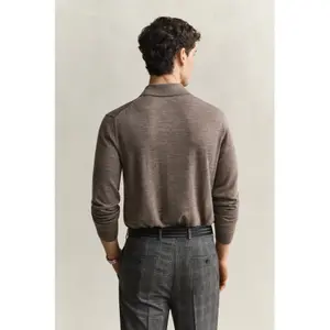 Extra-Fine Merino Wool Long Sleeve Polo Gant image-5
