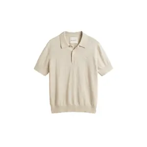 Flame Cotton and Linen Blend Polo Gant image-0