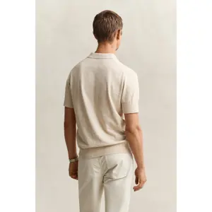 Flame Cotton and Linen Blend Polo Gant image-2