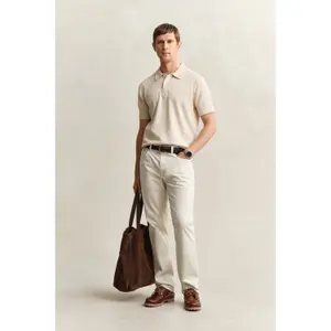 Flame Cotton and Linen Blend Polo Gant image-3