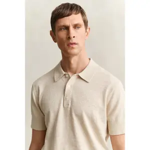 Flame Cotton and Linen Blend Polo Gant image-4