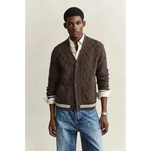 Mixed Wool Cable Knit Cardigan Gant image-2