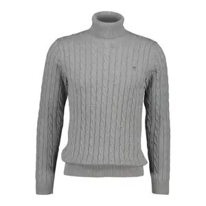 Twisted Cable Roll Neck Cotton Jumper Gant image-0