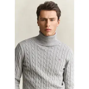 Twisted Cable Roll Neck Cotton Jumper Gant image-2