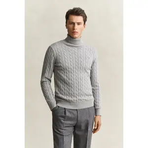 Twisted Cable Roll Neck Cotton Jumper Gant image-4