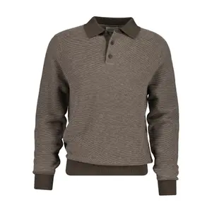 Textured Cotton and Wool Bicolour Long Sleeve Polo Gant image-0