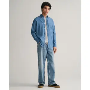 Regular fit overhemd in indigo Gant image-1