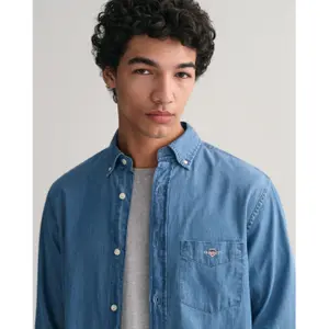 Regular fit overhemd in indigo Gant image-4