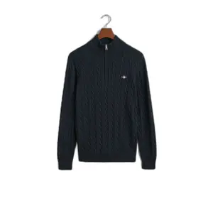Baumwollpullover mit 1/2 Reißverschluss und Rollkragen Gant Cable image-0