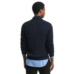 Baumwollpullover mit 1/2 Reißverschluss und Rollkragen Gant Cable image-2