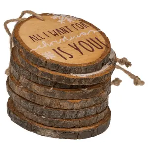 Creative activities Christmas wooden discs with jute ribbon Genérico image-1