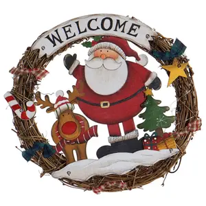 Wooden wreath wall decoration christmas led light 2 models Genérico image-0