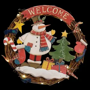 Wooden wreath wall decoration christmas led light 2 models Genérico image-1