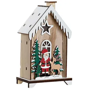 Creative activities wooden house christmas led 2 models Genérico image-0