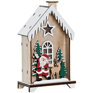 Creative activities wooden house christmas led 2 models Genérico image-2