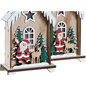 Creative activities wooden house christmas led 2 models Genérico image-3
